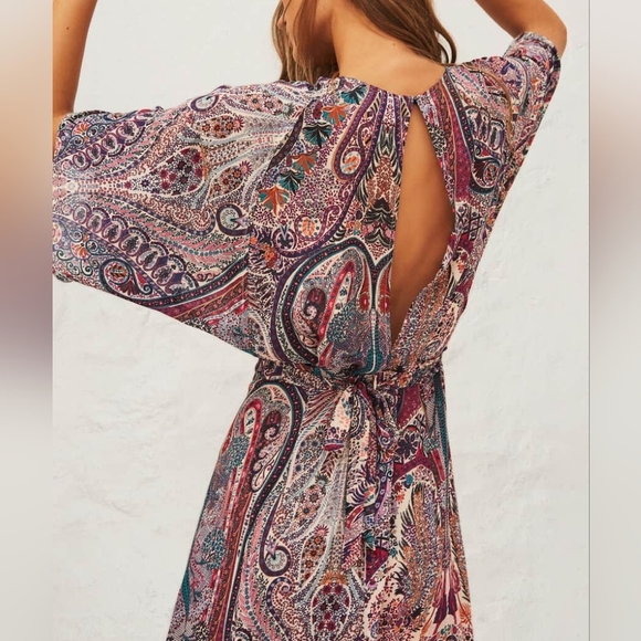 Ba&Sh Rose Boho Casual Hippie Maxi Dress With Paisley Print Bee Size Small - Picture 3 of 16